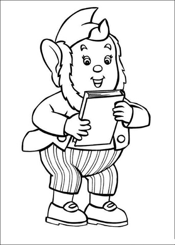 Big Ears Dwarf Reads The Book  Coloring Page